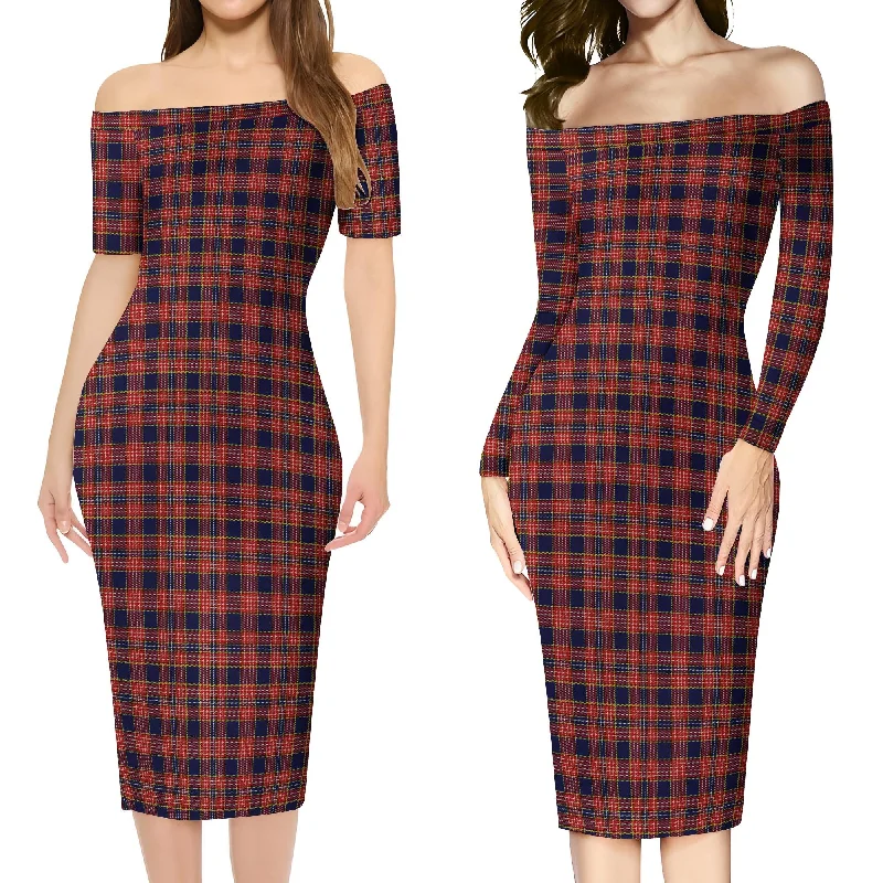 Ogilvie (Ogilvy) Tartan Off Shoulder Lady Dress Neutral tone unclassified dresses