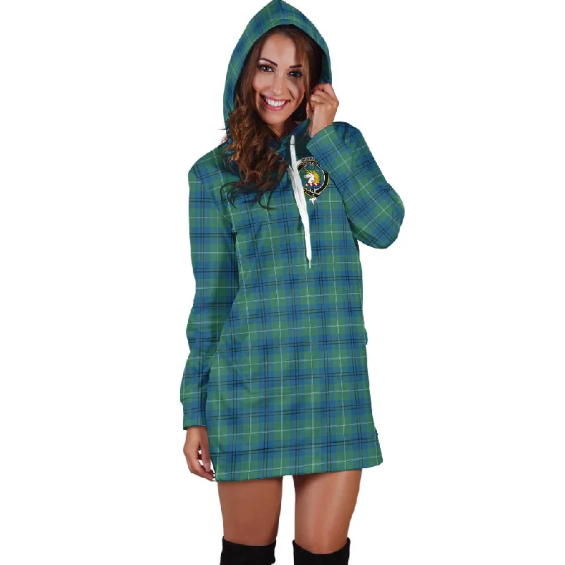 Oliphant Ancient Tartan Hoodie Dress with Family Crest Open-back unclassified dresses