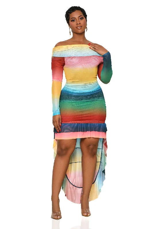 Ombre Off The Shoulder Dress (Yellow Multi)- FINAL SALE Chic unclassified dresses