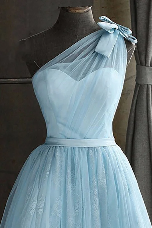 One Shoulder Blue Homecoming Dress With Bowknot Chic unclassified dresses