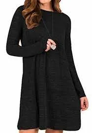 PANHANDLE WOMENS LS BLACK KNIT SWING DRESS Wedding guest unclassified dresses