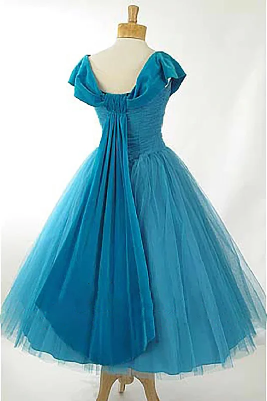 Peacock Blue Square Neck A Line Homecoming Dress Everyday wear unclassified dresses