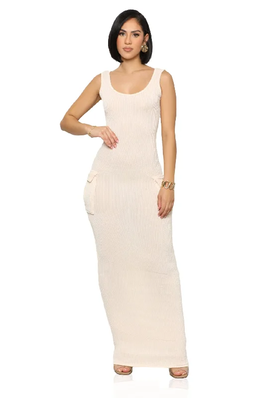 Rest N' Play Ribbed Dress (Cream) Trendy new unclassified dresses