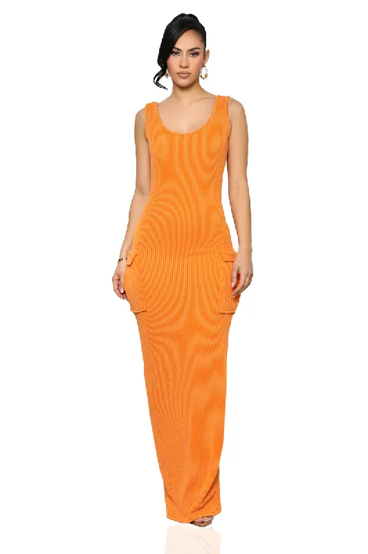 Rest N' Play Ribbed Dress (Orange)-FINAL SALE Holiday unclassified dresses