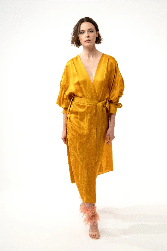 RIVIERA yellow marble - silk kimono dress Petite unclassified dresses