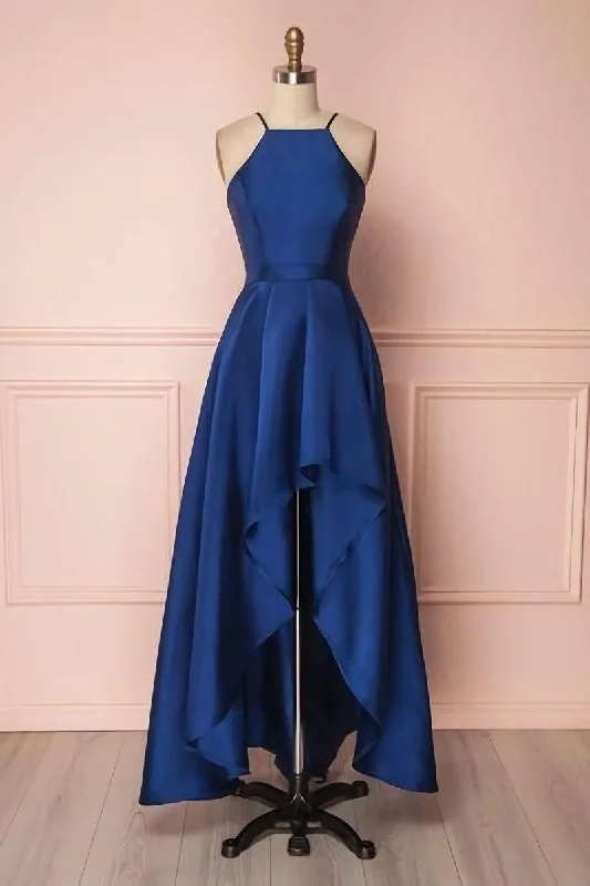 Royal Blue A Line Halter High Low Prom Dresses Chic unclassified dresses