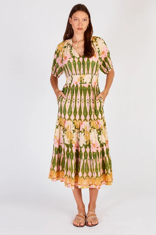 Rubyyaya Lucido Dress Olive Printed unclassified dresses