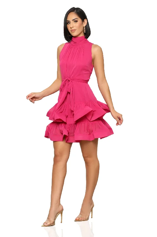 Ruffle Up Elegant Dress (Magenta)-FINAL SALE Polka dot unclassified dresses