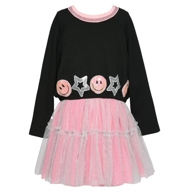 SMILEY FACE & STARS PATCHES TUTU DRESS Preppy unclassified dresses