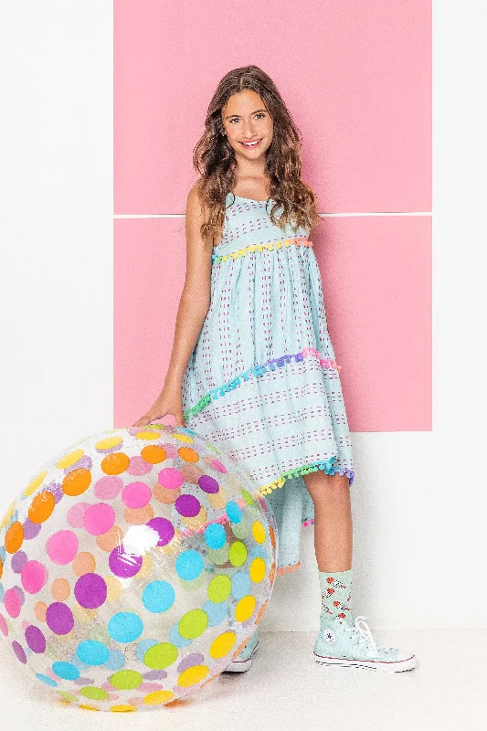 St. Barths Blue Rainbow High Low Dress Petite unclassified dresses