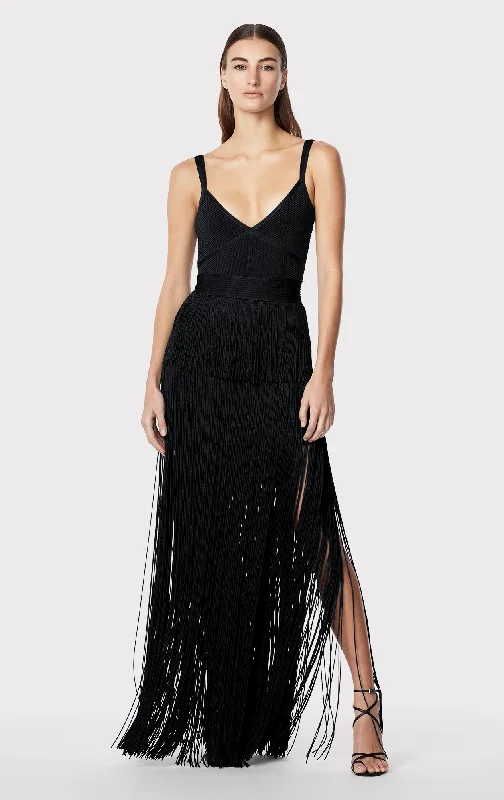 STRAPPY OTTOMAN FRINGE GOWN Chiffon unclassified dresses