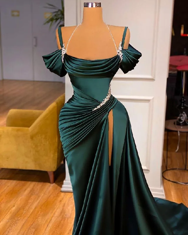 Stunning Off-the-Shoulder Mermaid Prom Dress Ruffles With High Split Holiday unclassified dresses