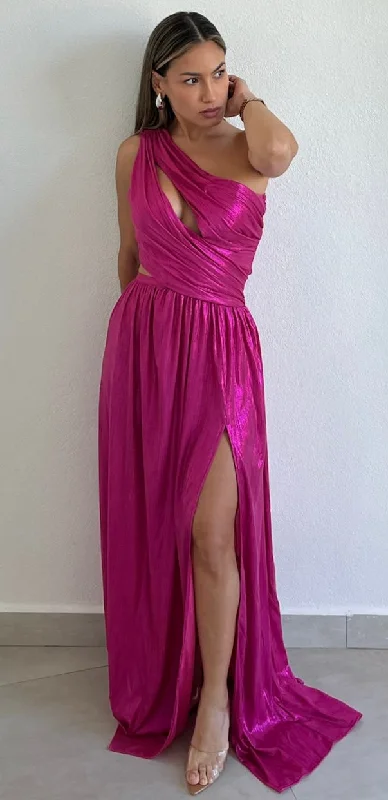 That Pink Girl Metallic One-Shoulder Formal Dress Breathable unclassified dresses