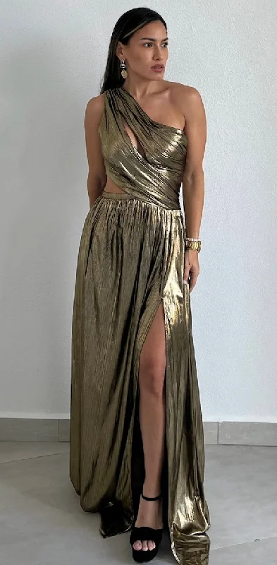 That Golden Girl Metallic One-Shoulder Formal Dress Summer unclassified dresses