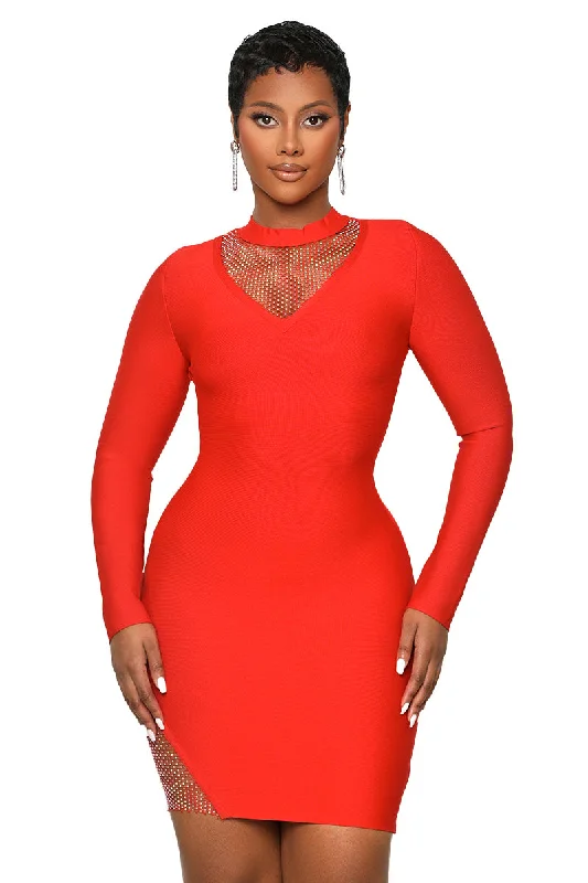 True Desire Embellished Bandage Dress (Red)- FINAL SALE Cotton unclassified dresses