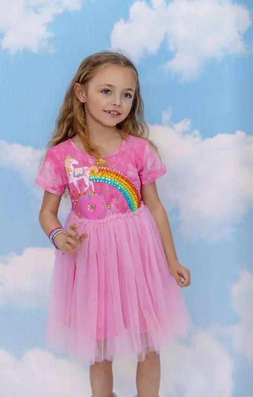 Unicorn Rainbow Gem Tie Dye Dress Stretchy unclassified dresses