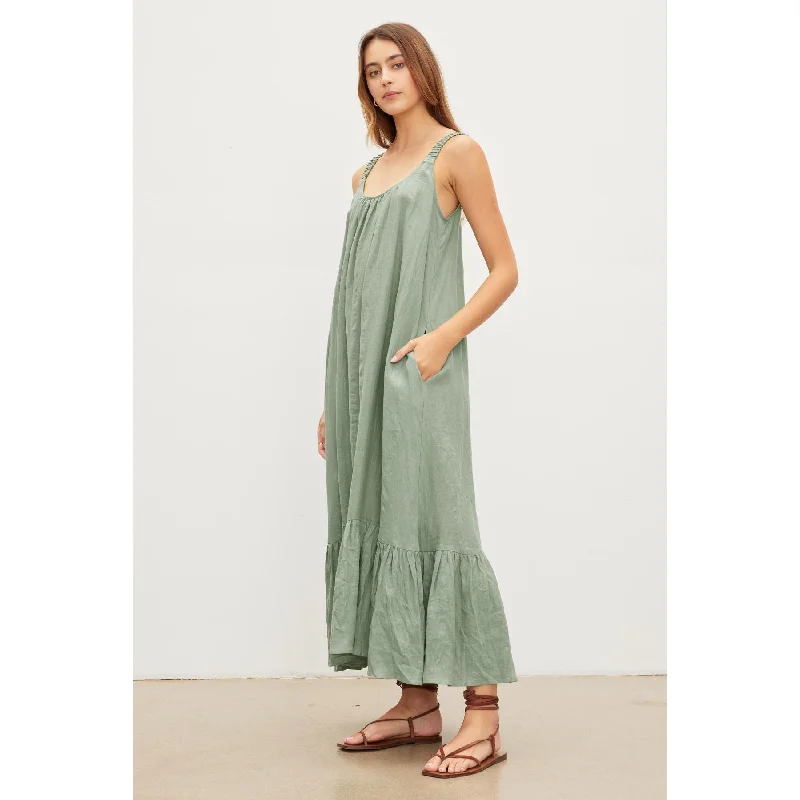 Velvet by Graham & Spencer Elara Woven Linen Dress in Aloe Trendy new unclassified dresses