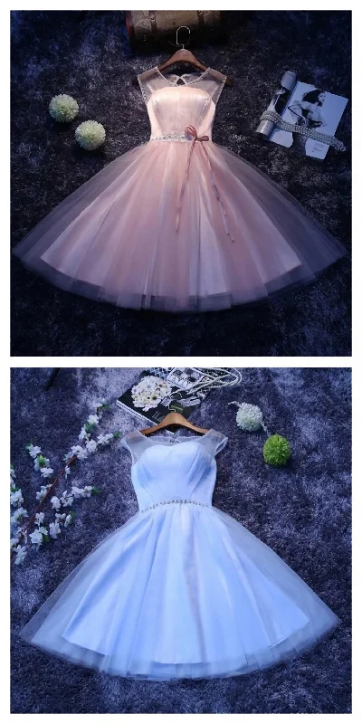 Vintage Round Neck Knee Length Beading Waist Homecoming Dresses Tiered unclassified dresses