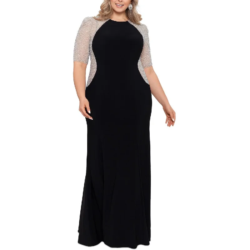 Xscape Womens Plus Rhinestone Embellished Evening Dress Soft fabric unclassified dresses