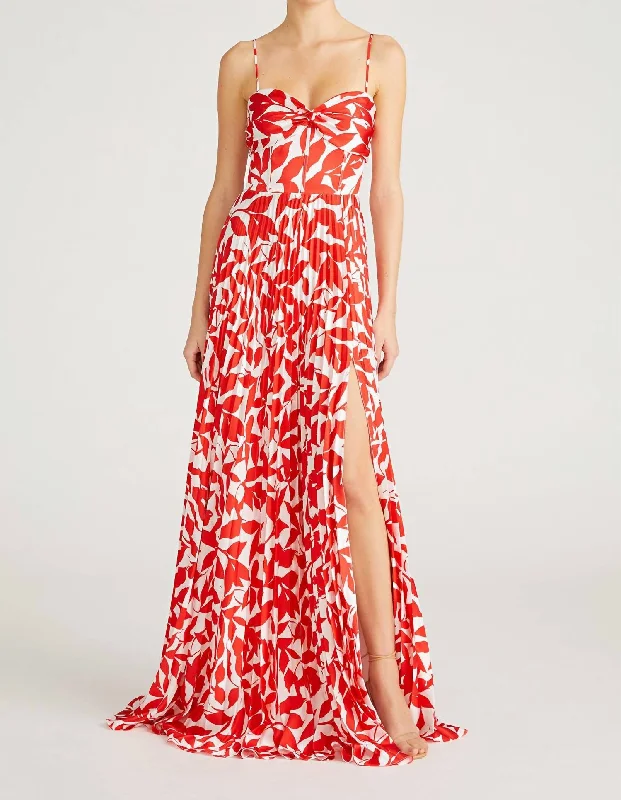 Cameron Sleeveless Long Dress In Falling Leaves Vintage Maxi Skirt