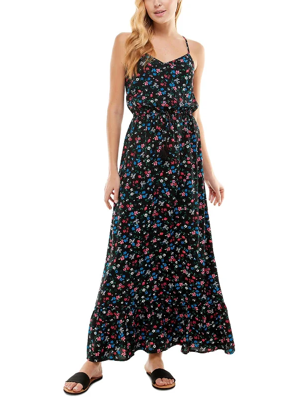 Juniors Womens Floral Criss Cross Maxi Dress High-Waist Maxi Skirt