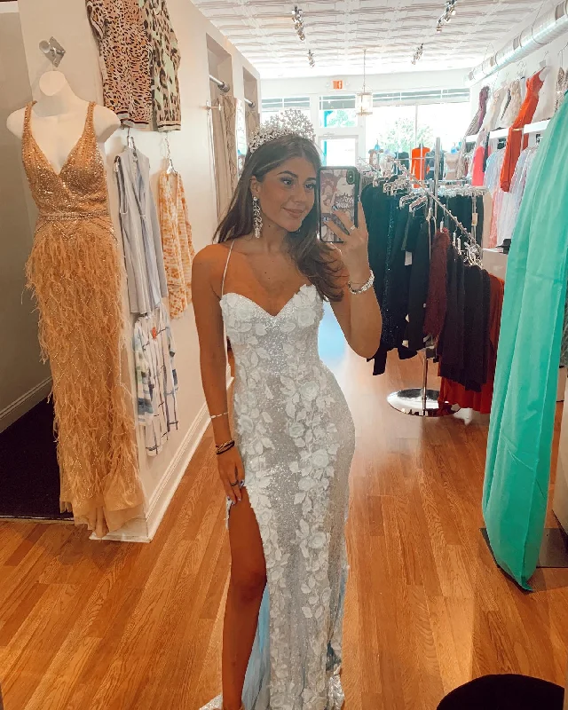 Sparkle White Sequin Mermaid Appliques Long Prom Dress Y1532 Strapless Sequin Dress